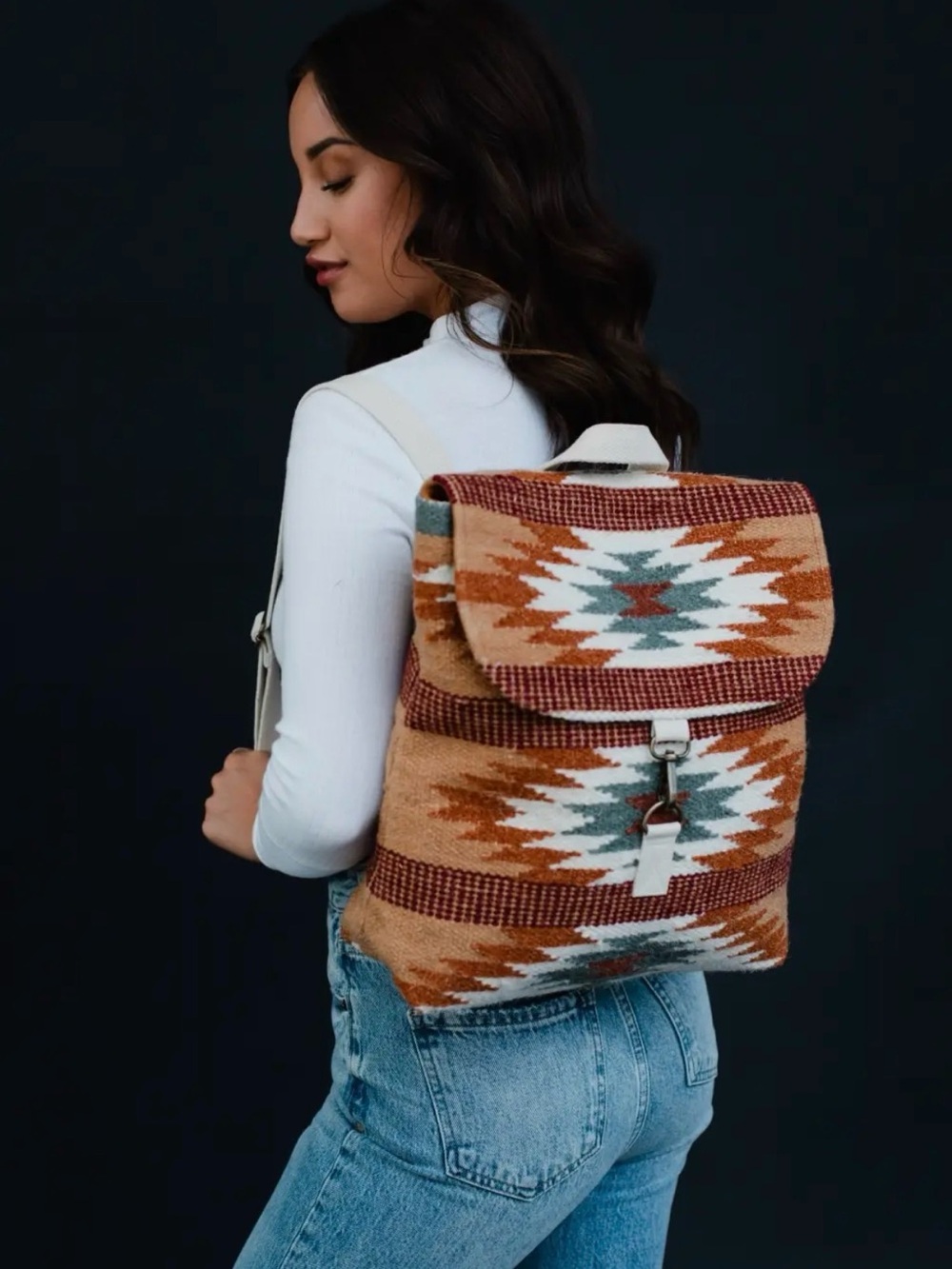 Panache Apparel Co. Brown, Rust & Teal Aztec Backpack